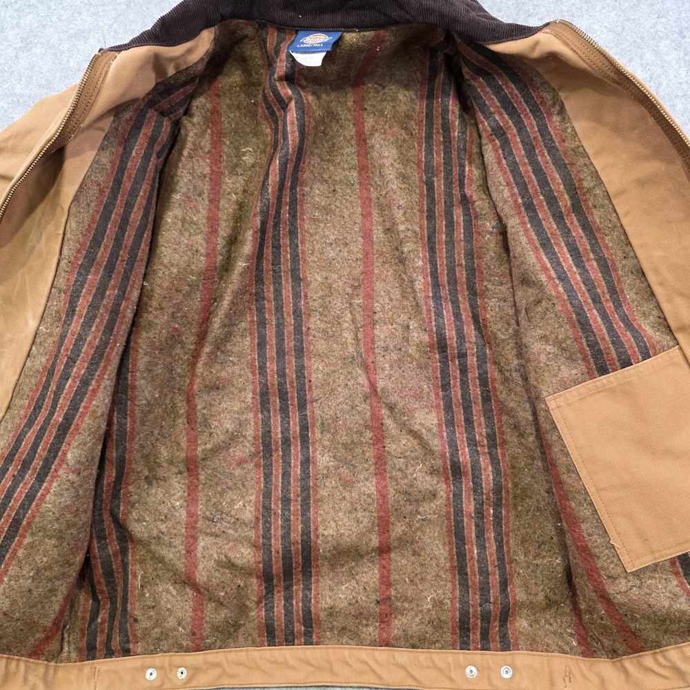 VTG Dickies Jacket Mens LT Brown Blanket Lined Bomber Workwear Corduroy Collar - Picture 11 of 14